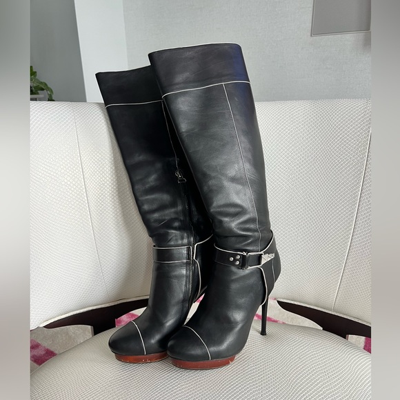 Badgley Mischka sexy black calf leather boots - Picture 4 of 15
